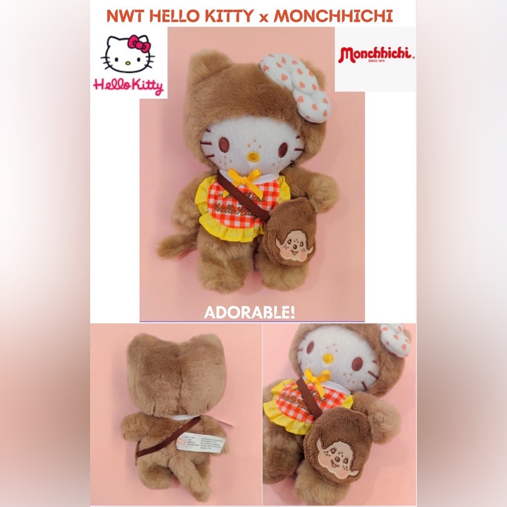 NWT MONCHHICHI X HELLO KITTY 9 IN AMAZING PLUSHIE! 5⭐️’s! SUPER RARE & SO CUTE!!